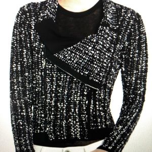 BCBGMaxazria B&W Reeve Moto cardigan
